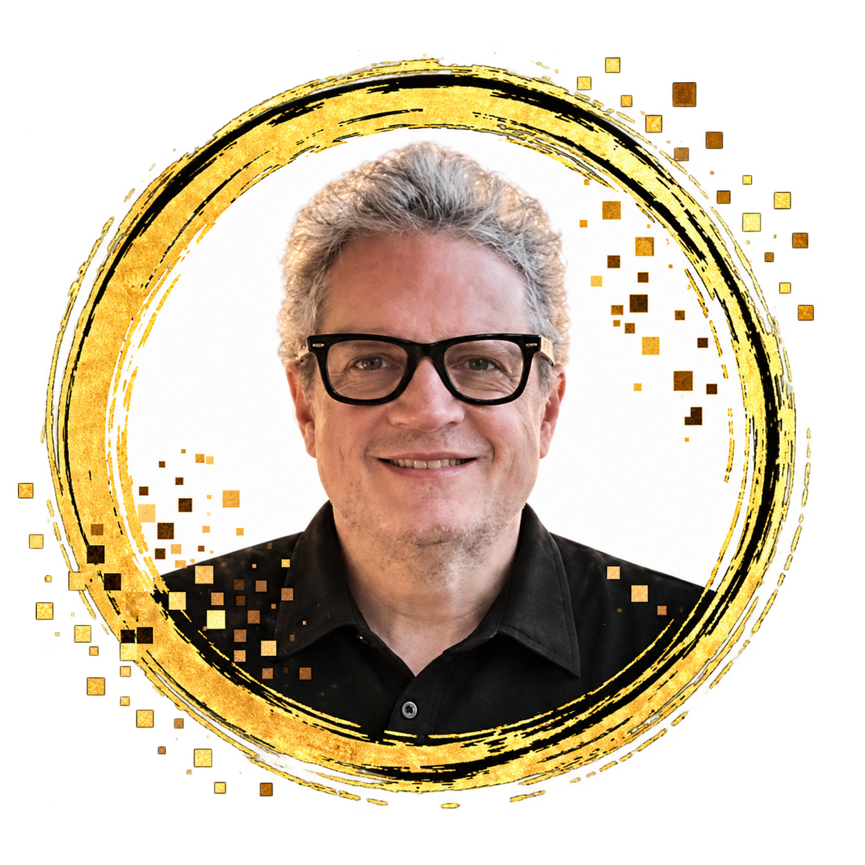 Virtual ARTISTMARK portrait framed by a gold circle
